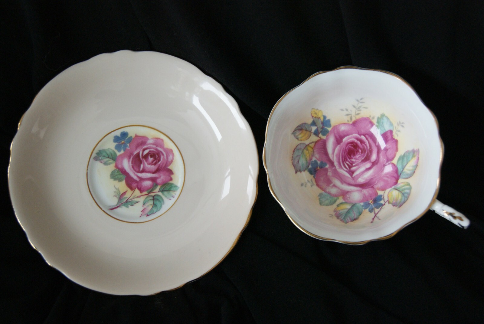 Vintage Paragon Cabbage Rose Bone China Teacup and Saucer Vintage Paragon Cabbage Rose Bone China Teacup and Saucer